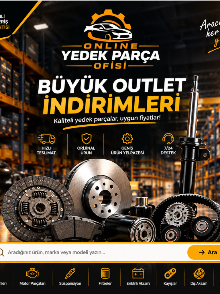 Büyük outlet indirimleri — depoda fren diski, amortisör ve bakım parçaları